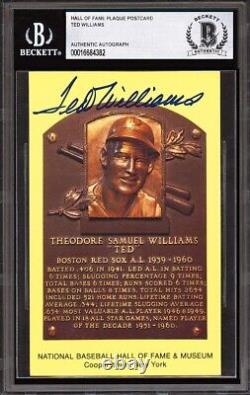 Ted Williams Signed HOF Plaque Postcard Encapsulated BAS Beckett