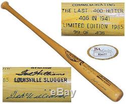 Ted Williams Signed Last to Hit Over. 400 Hillerich & Bradsby Stat Bat. 406 JSA