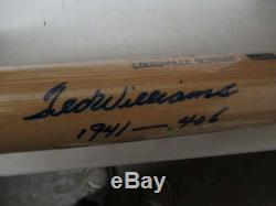 Ted Williams Signed Louisville Slugger Baseball Bat Inscribed 1941.406 Bt044