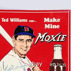 Ted Williams Signed Moxie Tin Sign Red Sox COA JSA