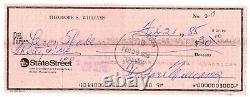 Ted Williams Signed Personal Check Red Sox Hof Hunt/claudia Coa