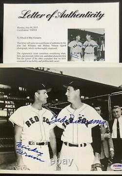 Ted Williams Signed Photo 8x10 Baseball Mickey Vernon Autograph Red Sox PSA/DNA