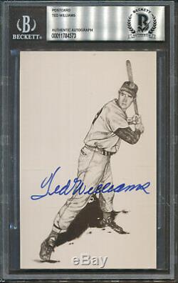 Ted Williams Signed Postcard Beckett Authentic Autograph 4573