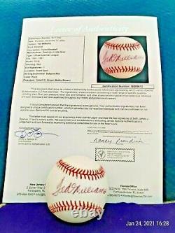 Ted Williams Signed Rawlings Baseball JSA LOA Red Sox HOF