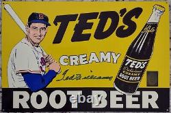 Ted Williams Signed Root Beer Baseball Photo Sign JSA AH LOA Green Diamond COA