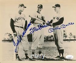 Ted Williams/Stan Musial/Mickey Mantle Multi-Autographed 8x10 B/W Photo JSA
