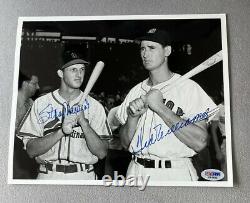 Ted Williams Stan Musial Signed Auto B&W 8x10 Photo Picture PSA/DNA LOA
