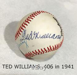 Ted Williams & W. H. Bill Terry Autographed Baseball - The Last Two. 400 Hitters