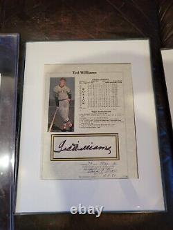 Ted williams auto signed notarized photo stat sheet framed