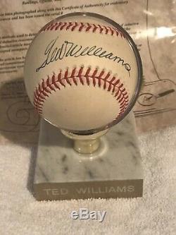 Ted williams autographed baseball With COA & Stand