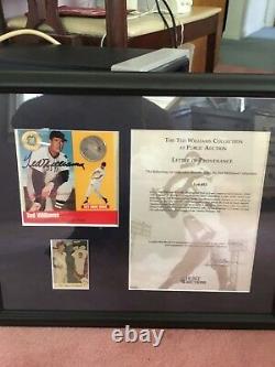 Ted williams private collection. Autograph 500 home run card with silver coin