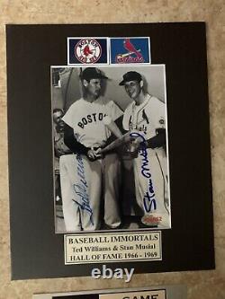 Ted williams stan musial autograph signed 4.5x6.5 matted photo withcoa