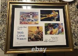 Triple Crown Mickey Mantle Ted Williams Signed Leroy Neiman JSA Litho Print