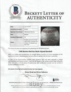 Tris Speaker & Ted Williams 1946 Boston Red Sox Team Signed Baseball Beckett COA