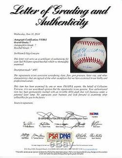 UDA Ted Williams. 406 Signed Autographed OAL Baseball PSA/DNA Graded NM 7
