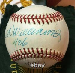 Uda Ted Williams Ss Signed Baseball. 406 Inscription #/1941 Oal Ball Autograph