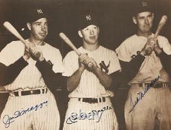 WOW! Mickey Mantle Joe DiMaggio Ted Williams Signed 11x14 Photo PSA/DNA