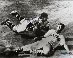 Yogi Berra Signed Autograph 8x10 Photo Tagging Out Ted Williams Steiner Coa