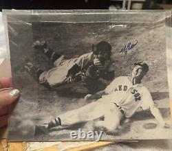 Yogi Berra autographed 8x10 photo with Ted Williams Out at Home